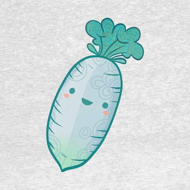 Cute Smiling Daikon Radish by Claire Lin